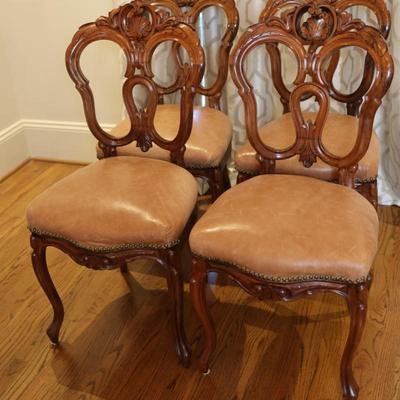 Carved Wood Victorian Back Chairs (See Details)