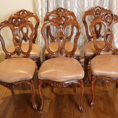 Carved Wood Victorian Back Chairs (See Details)