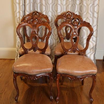 Carved Wood Victorian Back Chairs (See Details)