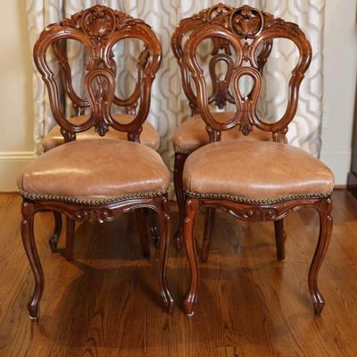 Carved Wood Victorian Back Chairs (See Details)
