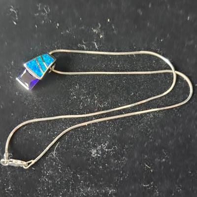 Sale Photo Thumbnail #617: Very eye-catching pendant on 16 inch sterling chain.
