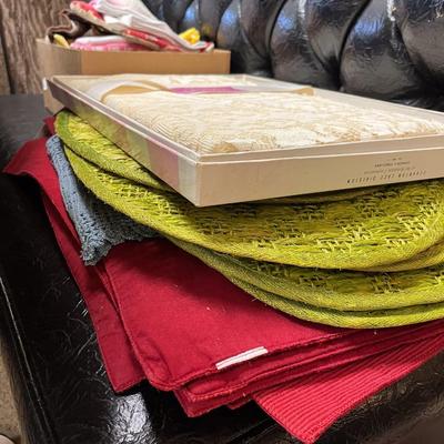Sale Photo Thumbnail #1169: Potholders, bowl, placemats, tablecloth, etc.