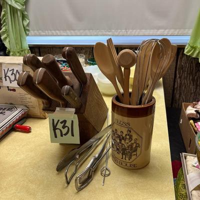 Sale Photo Thumbnail #1171: Wooden utensils, knife block, etc.
