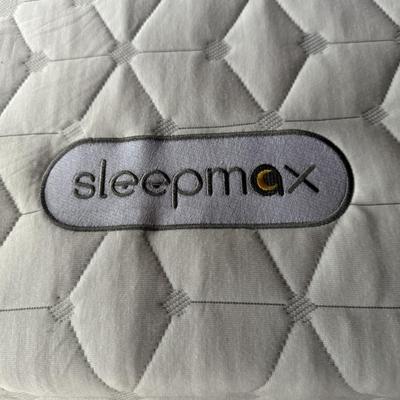 Full size mattress, metal box spring, Sleepmax padded bed topper
