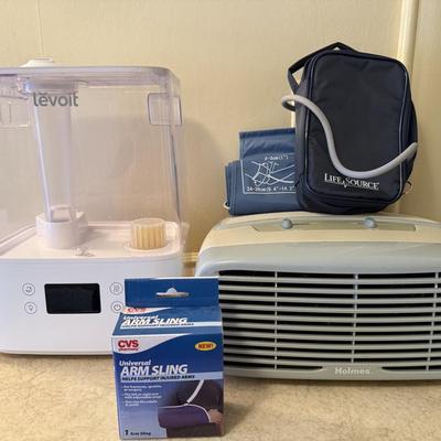 #2 Holmes Purifier, Levoit Smart Humidifier, Life Source blood pressure monitor, arm sling