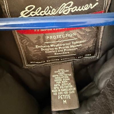 Winter wear, Duluth Trading snow pants 10, Eddie Bauer coat M, black coat no size/no name, but really nice.