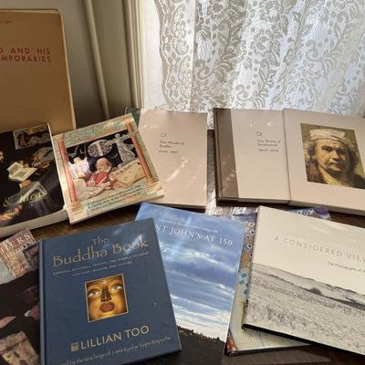 Variety of large hard covered books
