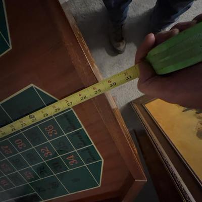 Sale Photo Thumbnail #27: Table is in excellent condition, 30" square and 30" tall. Beautifully kept circa 1960's inlay table. Chess, Checkers, Backgammon, Felt top for cards, including a roulette table. If shipping is desired we can facilitate dropping of at a crater/shipping com