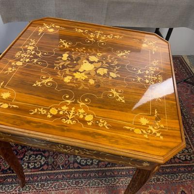 Sale Photo Thumbnail #15: Table is in excellent condition, 30" square and 30" tall. Beautifully kept circa 1960's inlay table. Chess, Checkers, Backgammon, Felt top for cards, including a roulette table. If shipping is desired we can facilitate dropping of at a crater/shipping com