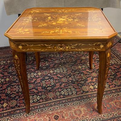 Sale Photo Thumbnail #14: Table is in excellent condition, 30" square and 30" tall. Beautifully kept circa 1960's inlay table. Chess, Checkers, Backgammon, Felt top for cards, including a roulette table. If shipping is desired we can facilitate dropping of at a crater/shipping com