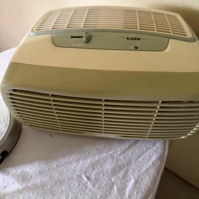 Holmes Purifier, Lamp, Fan, Wooden side table