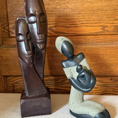 African Tribal Hand Carved Stone Sculpture, MCM Ceramic Sculpture