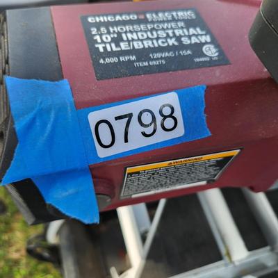 Chicago Electric 2.5 HP 10" Industrial Tile Brick Saw