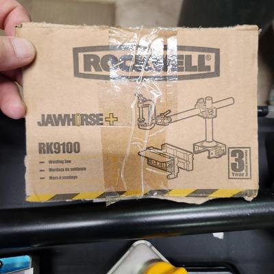 lot of Rockwell Jawhorse RK9000 Clamp Workstation w Work table & PlyWood Clamp Rk9100 RK9101