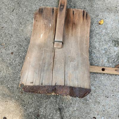 Primitive Wood Shovel and Rake