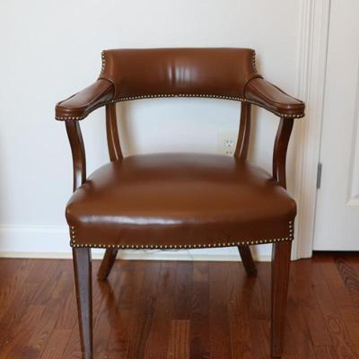 Brown Armchair with Nailhead Trim (See Details)