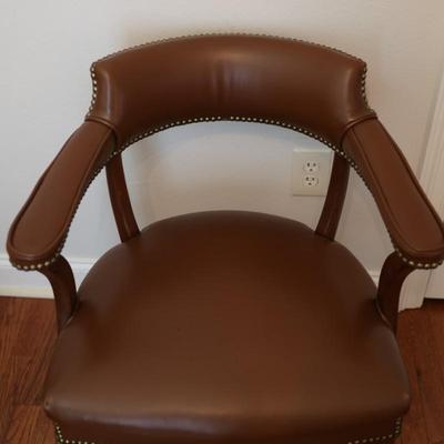 Brown Armchair with Nailhead Trim (See Details)