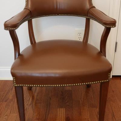 Brown Armchair with Nailhead Trim (See Details)