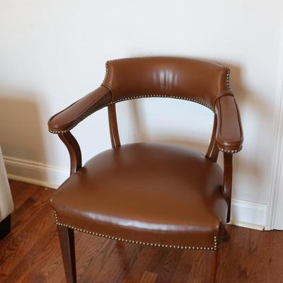 Brown Armchair with Nailhead Trim (See Details)