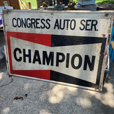 Large Champion Metal Sign Congress Auto Service 59x42 Garage Man Cave