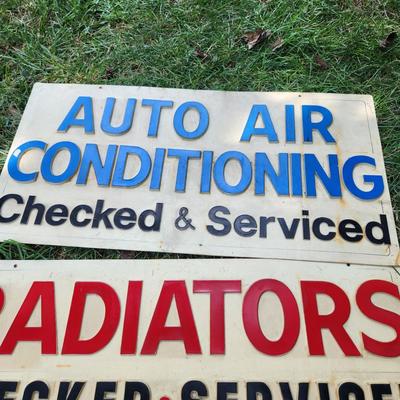 3 Automotive Garage Service Station Plastic Signs w Raised Lettering