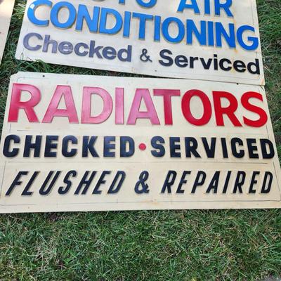 3 Automotive Garage Service Station Plastic Signs w Raised Lettering
