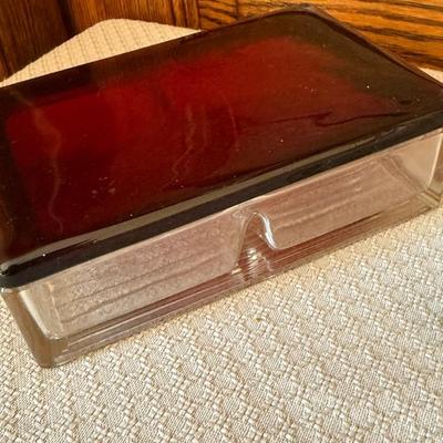 Vintage No 2 Queen Anne Hurricane Lamp, Glass Cigarette Box, Glass Perfume Bottle