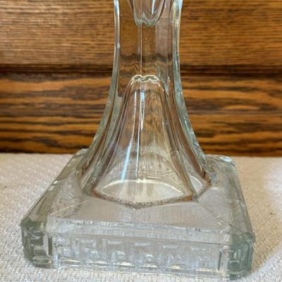 Vintage No 2 Queen Anne Hurricane Lamp, Glass Cigarette Box, Glass Perfume Bottle