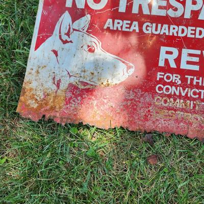 Metal Sign No Trespassing Guarded by K-9 Patrol Garage Man Cave Deco