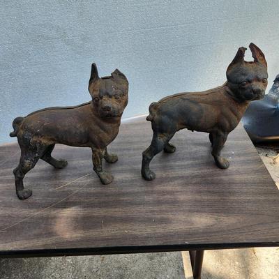 2 Cast Iron Metal Terrier Dogs