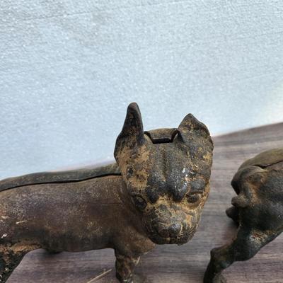 2 Cast Iron Metal Terrier Dogs
