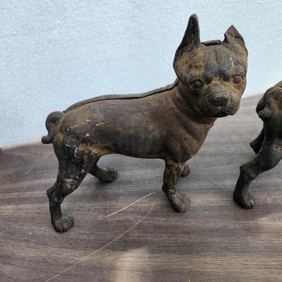 2 Cast Iron Metal Terrier Dogs