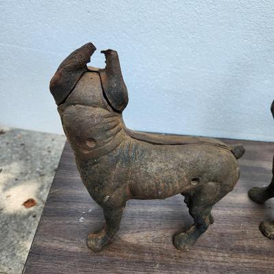 2 Cast Iron Metal Terrier Dogs