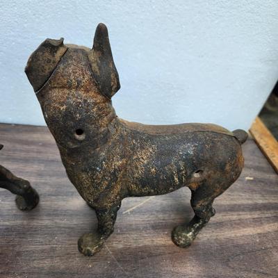 2 Cast Iron Metal Terrier Dogs