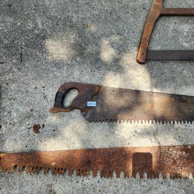 3 Antique Saws 2 man Saw Crosscut