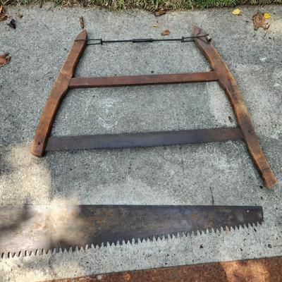 3 Antique Saws 2 man Saw Crosscut