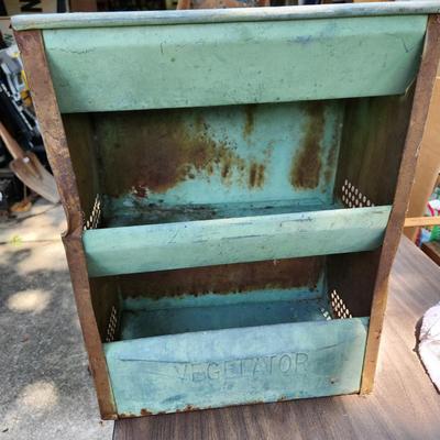 Antique Rustic Green Metal Vegetator 17x11x22