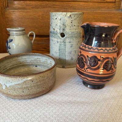 Stoneware vases, bowl