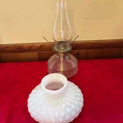 Vintage Milk glass hurricane lamp