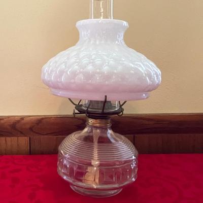 Vintage Milk glass hurricane lamp