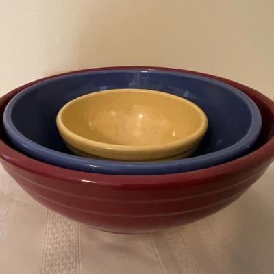 Vintage Colored Pottery Serving Bowls