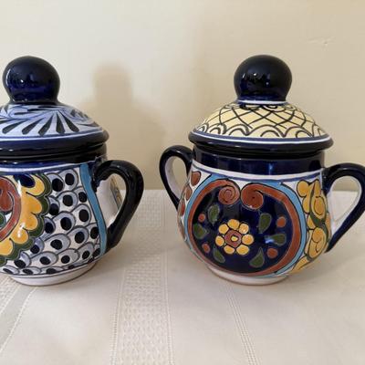 Mexican hand painted Sugar Bowls