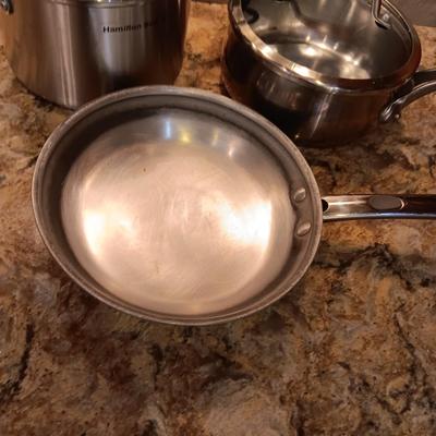 RACHEL RAY SAUCEPAN, DOUBLE BOILER/STEAMER AND A FRY PAN