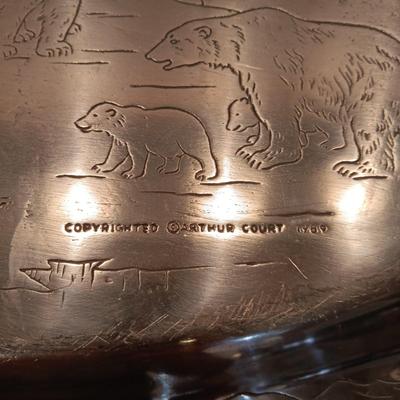 VERY DETAILED W/BEARS/FISH & BIRDS PEWTER PLATTER BY ARTHUR COURT