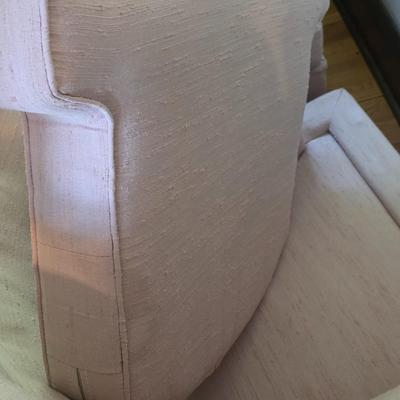 Two pink chairs & ottoman