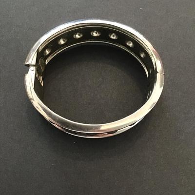 Silver, toned, hinged Cuff