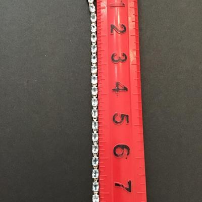 Beautiful silver 925 tennis bracelet with aqua blue rhinestones