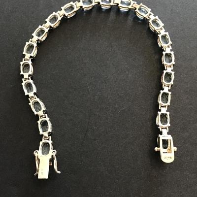 Beautiful silver 925 tennis bracelet with aqua blue rhinestones