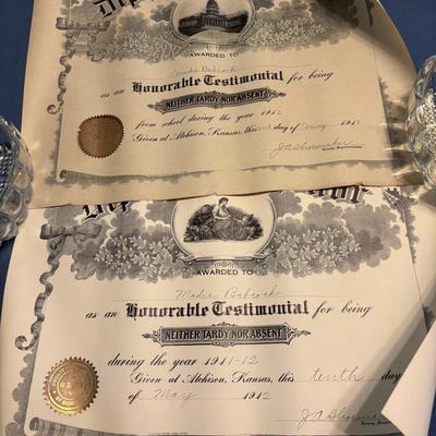 1912-13 Diploma Lot