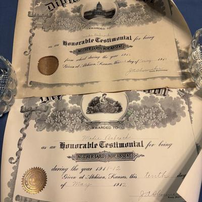1912-13 Diploma Lot